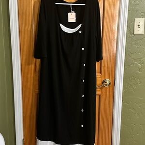 BloomChic Black and White Button-Down Dress